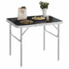 WOLTU Multifunctional Folding Camping Table. Garden Table. Balcony Table. Side Table For Garden. Terrace. Balcony Or Picnic In Aluminium And MDF. Black -Outdoor Furniture Store 100281893 1