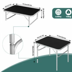 WOLTU Multifunctional Folding Camping Table. Garden Table. Balcony Table. Side Table For Garden. Terrace. Balcony Or Picnic In Aluminium And MDF. Black -Outdoor Furniture Store 100281893 3