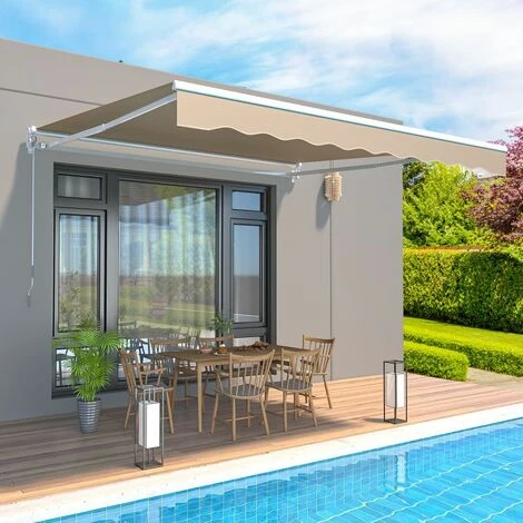 YODOLLA 3 × 2.5m Patio Awning Retractable Sun Shade With Manual Crank Handle, Beige 3 YODOLLA 3 × 2.5m Patio Awning Retractable Sun Shade With Manual Crank Handle, Beige