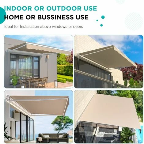 YODOLLA 3 × 2.5m Patio Awning Retractable Sun Shade With Manual Crank Handle, Beige 6 YODOLLA 3 × 2.5m Patio Awning Retractable Sun Shade With Manual Crank Handle, Beige - Image 4