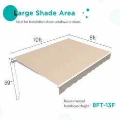 YODOLLA 3 × 2.5m Patio Awning Retractable Sun Shade With Manual Crank Handle, Beige 11 YODOLLA 3 × 2.5m Patio Awning Retractable Sun Shade With Manual Crank Handle, Beige -Outdoor Furniture Store 100960873 5