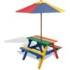 Kids' Picnic Table With Benches And Parasol Multicolour Wood VidaXL 1 Kids' Picnic Table With Benches And Parasol Multicolour Wood VidaXL -Outdoor Furniture Store 1020151 1