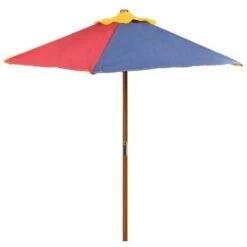 Kids' Picnic Table With Benches And Parasol Multicolour Wood VidaXL -Outdoor Furniture Store 1020151 4