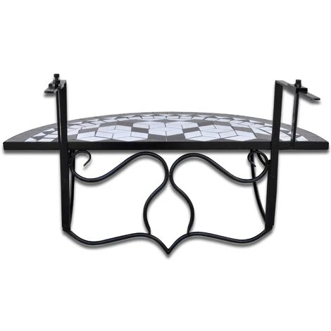 Hanging Balcony Table Black And White Mosaic VidaXL 7 Hanging Balcony Table Black And White Mosaic VidaXL - Image 5