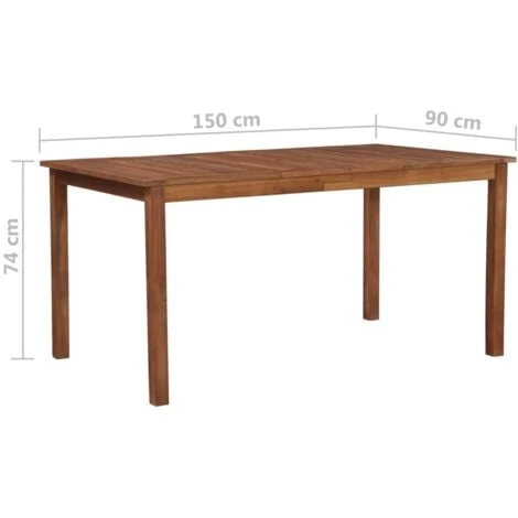 Garden Table 150x90x74 Cm Solid Acacia Wood VidaXL 5 Garden Table 150x90x74 Cm Solid Acacia Wood VidaXL - Image 3