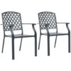 Stackable Outdoor Chairs 2 Pcs Steel Black VidaXL -Outdoor Furniture Store 10642631 1