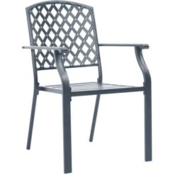 Stackable Outdoor Chairs 2 Pcs Steel Black VidaXL -Outdoor Furniture Store 10642631 4