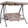 Outsunny 2-in-1 Patio Swing Chair 3 Seater Hammock Cushion Bed Tilt Canopy Beige