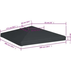 Gazebo Top Cover 310 G/m² 3x3 M Grey VidaXL 9 Gazebo Top Cover 310 G/m² 3x3 M Grey VidaXL -Outdoor Furniture Store 11165471 3