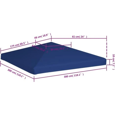 Gazebo Top Cover 310 G/m² 3x3 M Blue VidaXL 5 Gazebo Top Cover 310 G/m² 3x3 M Blue VidaXL - Image 3