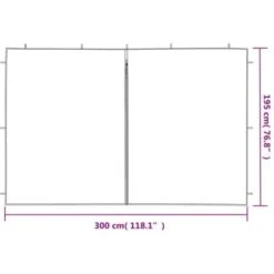 Party Tent Sidewall 2 Pcs With Zipper PE Anthracite VidaXL -Outdoor Furniture Store 11644093 3