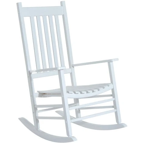 Outsunny Wooden Garden Rocking Chair Outdoor Furniture Deck Armchair Patio Swing White 3 Outsunny Wooden Garden Rocking Chair Outdoor Furniture Deck Armchair Patio Swing White