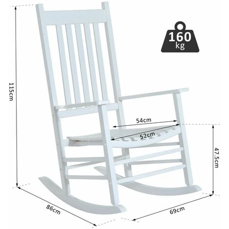 Outsunny Wooden Garden Rocking Chair Outdoor Furniture Deck Armchair Patio Swing White 4 Outsunny Wooden Garden Rocking Chair Outdoor Furniture Deck Armchair Patio Swing White - Image 2