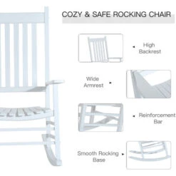 Outsunny Wooden Garden Rocking Chair Outdoor Furniture Deck Armchair Patio Swing White 10 Outsunny Wooden Garden Rocking Chair Outdoor Furniture Deck Armchair Patio Swing White -Outdoor Furniture Store 11678382 4
