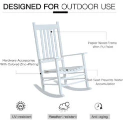 Outsunny Wooden Garden Rocking Chair Outdoor Furniture Deck Armchair Patio Swing White 11 Outsunny Wooden Garden Rocking Chair Outdoor Furniture Deck Armchair Patio Swing White -Outdoor Furniture Store 11678382 5