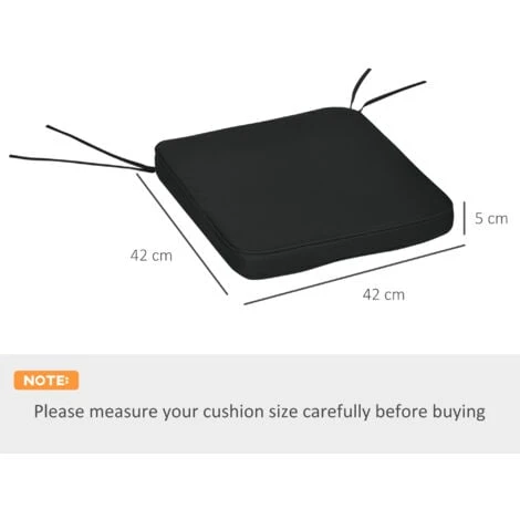 Outsunny Set Of 6 Chair Cushion Seat Pads Dining Chair W/ Straps Black 4 Outsunny Set Of 6 Chair Cushion Seat Pads Dining Chair W/ Straps Black - Image 2