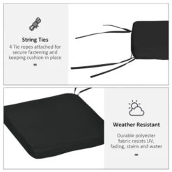 Outsunny Set Of 6 Chair Cushion Seat Pads Dining Chair W/ Straps Black 11 Outsunny Set Of 6 Chair Cushion Seat Pads Dining Chair W/ Straps Black -Outdoor Furniture Store 11678704 5