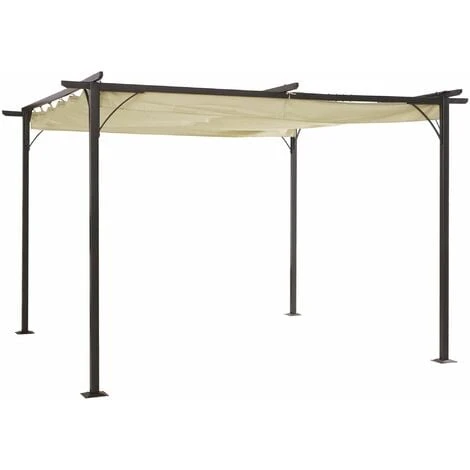 Outsunny 3.5x3.5m Pergola Metal Gazebo Backyard Porch Awning Retractable Canopy Beige 3 Outsunny 3.5x3.5m Pergola Metal Gazebo Backyard Porch Awning Retractable Canopy Beige