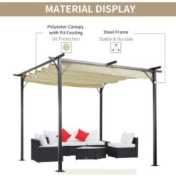 Outsunny 3x3m Outdoor Pergola Metal Gazebo Porch Awning Retractable Canopy -Outdoor Furniture Store 11678722 4