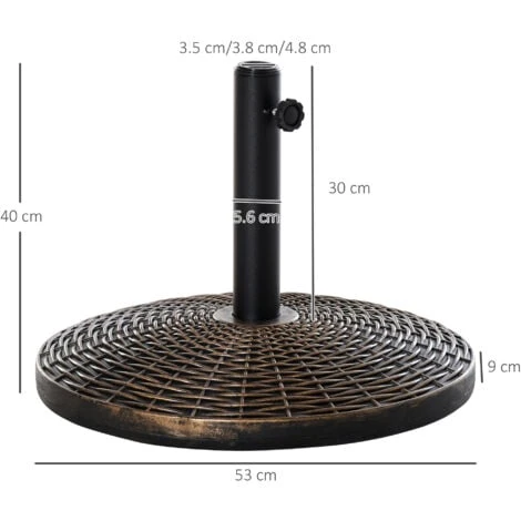 Outsunny 25KG Patio Weighted Umbrella Base Parasol Holder Outdoor Stand 4 Outsunny 25KG Patio Weighted Umbrella Base Parasol Holder Outdoor Stand - Image 2