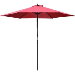 Outsunny 2.8m Patio Umbrella Parasol Outdoor Table Umbrella 6 Ribs Wine Red