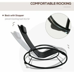 Outsunny Patio Rocking Chair Orbital Zero Gravity Seat Pool Chaise W/ Pillow -Outdoor Furniture Store 11679143 4