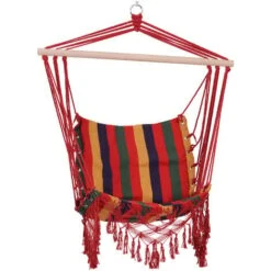 Outsunny Hammock Chair Swing Colourful Striped Seat Porch Indoor Outdoor Hanging