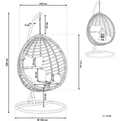 Wicker Hanging Egg Chair With Stand Swing Seat White PE Rattan Fano -Outdoor Furniture Store 11792070 3