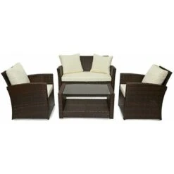 Evre Rattan Garden Furniture Weave Wicker Sofa Set Conservatory Set Brown Roma