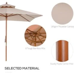 Outsunny Patio Parasol Garden Sun Umbrella Sunshade Bamboo Beige 10 Outsunny Patio Parasol Garden Sun Umbrella Sunshade Bamboo Beige -Outdoor Furniture Store 1179775 4