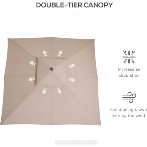 Outsunny Patio Parasol Garden Sun Umbrella Sunshade Bamboo Beige 7 Outsunny Patio Parasol Garden Sun Umbrella Sunshade Bamboo Beige - Image 5