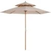 Outsunny Garden Wood Patio Parasol Sun Shade Outdoor Umbrella Canopy Beige -Outdoor Furniture Store 1179776 1
