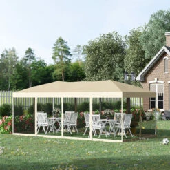 Outsunny Patio Gazebo Wedding Pop-up Party Tent Canopy Sun Shade Beige 9 Outsunny Patio Gazebo Wedding Pop-up Party Tent Canopy Sun Shade Beige -Outdoor Furniture Store 1179783 3