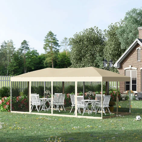 Outsunny Patio Gazebo Wedding Pop-up Party Tent Canopy Sun Shade Beige 5 Outsunny Patio Gazebo Wedding Pop-up Party Tent Canopy Sun Shade Beige - Image 3