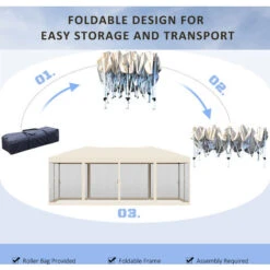 Outsunny Patio Gazebo Wedding Pop-up Party Tent Canopy Sun Shade Beige 11 Outsunny Patio Gazebo Wedding Pop-up Party Tent Canopy Sun Shade Beige -Outdoor Furniture Store 1179783 5