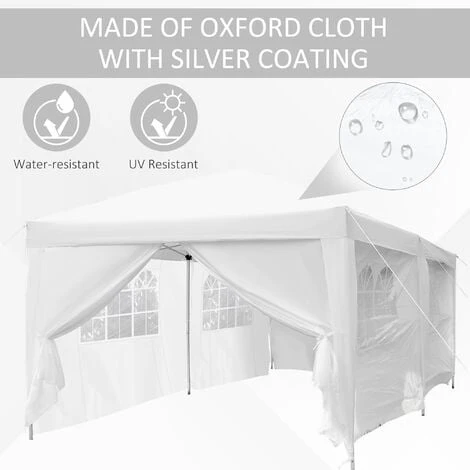 Outsunny Pop Up Gazebo Party Tent Canopy Marquee With Storage Bag White 6 Outsunny Pop Up Gazebo Party Tent Canopy Marquee With Storage Bag White - Image 4