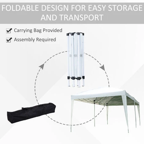 Outsunny Pop Up Gazebo Party Tent Canopy Marquee With Storage Bag White 7 Outsunny Pop Up Gazebo Party Tent Canopy Marquee With Storage Bag White - Image 5