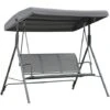 Outsunny 3 Seater Garden Swing Patio Hammock W/ Canopy For Outdoor Grey