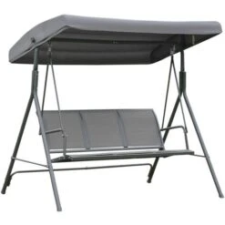 Outsunny 3 Seater Garden Swing Patio Hammock W/ Canopy For Outdoor Grey
