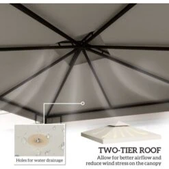 Outsunny 3(m) 2 Tier Garden Gazebo Top Cover Replacement Canopy Roof Cream White -Outdoor Furniture Store 1179908 4
