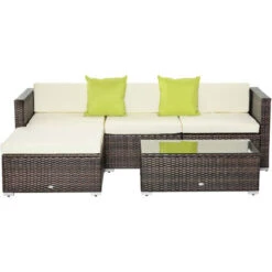 OUTSUNNY Rattan Garden Furniture Patio Wicker Conservatory Outdoor Sofa Chair Set 5PC New