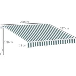 Outsunny Garden Sun Shade Canopy Retractable Awning Green & White -Outdoor Furniture Store 1179938 2