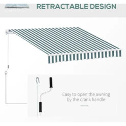 Outsunny Garden Sun Shade Canopy Retractable Awning Green & White -Outdoor Furniture Store 1179938 5