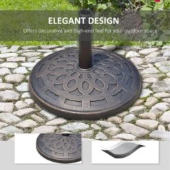 Outsunny 14kg Round Garden Parasol Base Decorative Resin Market Umbrella Stand -Outdoor Furniture Store 1180028 4