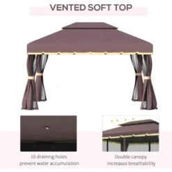 Outsunny 3 X 4m Aluminium Garden Gazebo, Marquee Canopy Shelter Party Tent Coffee 10 Outsunny 3 X 4m Aluminium Garden Gazebo, Marquee Canopy Shelter Party Tent Coffee -Outdoor Furniture Store 1180037 4