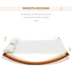 OUTSUNNY Garden Outdoor Wooden Wood Frame Hammock Rocking Sun Bed Lounger Beds + 2 Pillows -Outdoor Furniture Store 1180049 4