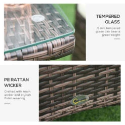 Outsunny Garden Outdoor Rattan Furniture Bistro Set Patio Weave Companion Chair Table Set Conservatory Fire Retardant Sponge (Brown) -Outdoor Furniture Store 1180100 5