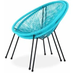 2 Egg Designer String Chairs - PVC Designer String Chairs - Acapulco - Blue -Outdoor Furniture Store 11866645 4