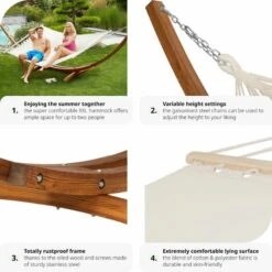 Hammock Thorsten With Wooden Frame XXL For 2 People - Garden Hammock, Free Standing Hammock, Double Hammock -Outdoor Furniture Store 11950774 5