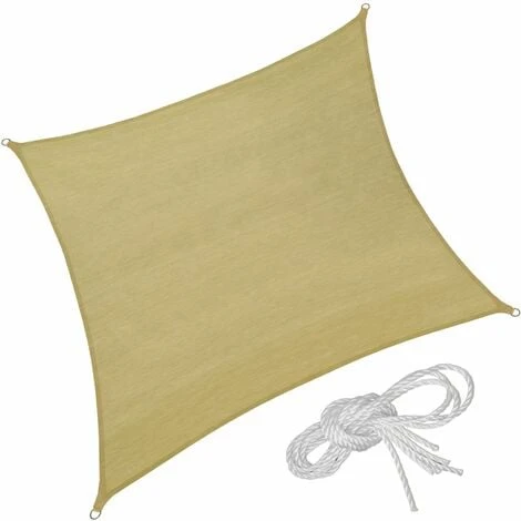 Sun Shade Sail Square, Beige - Garden Sun Shade, Garden Sail Shade, Sun Canopy - 300 X 300 Cm 3 Sun Shade Sail Square, Beige - Garden Sun Shade, Garden Sail Shade, Sun Canopy - 300 X 300 Cm